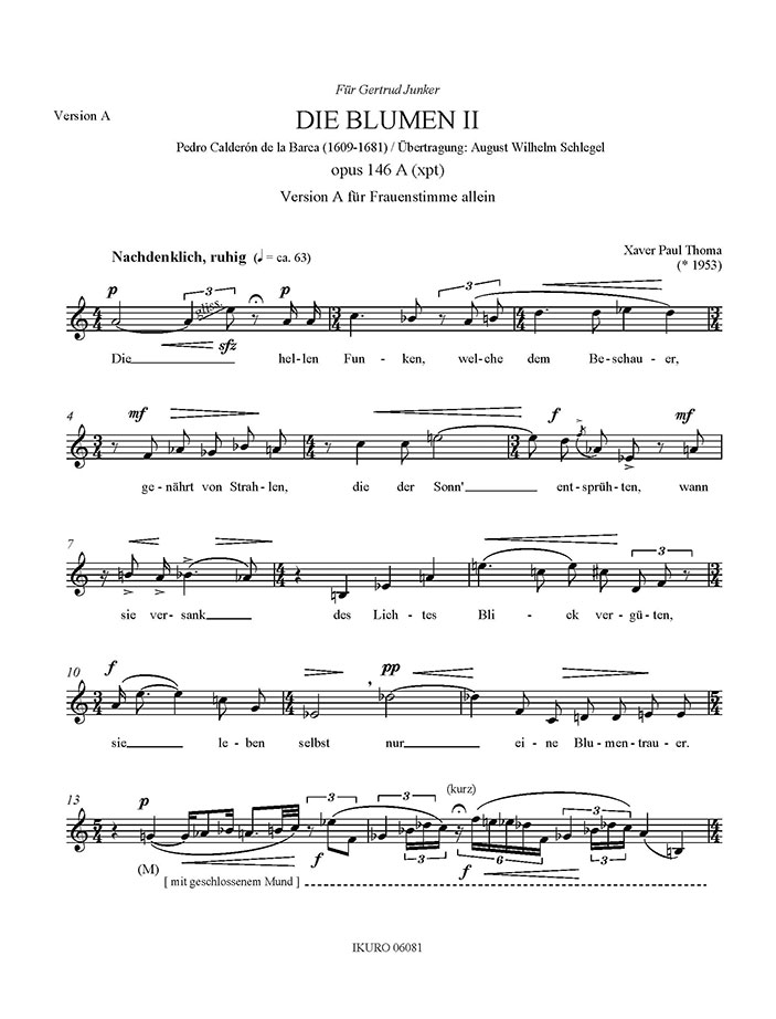 X. P. Thoma: Die Blumen II Opus 146 Beispiel A