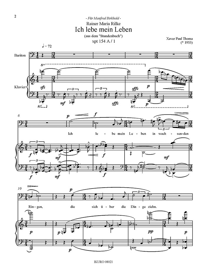 X. P. Thoma: Sieben Gesänge (Rilke) Opus 154 A Beispiel 01