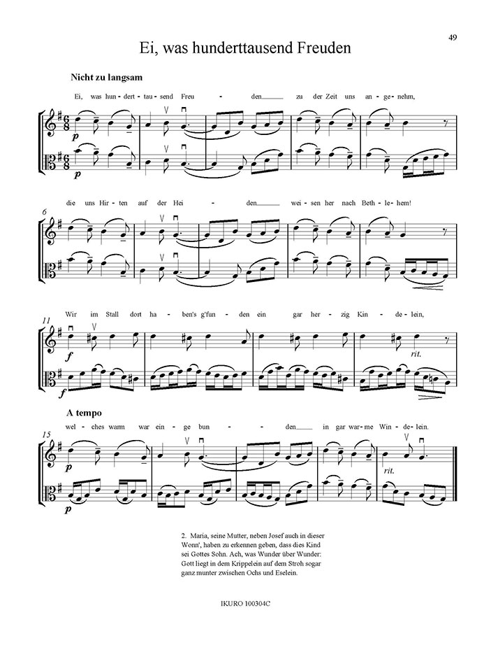 X.P. Thoma: Weihnachten mit Geige und Bratsche Beispiel 02