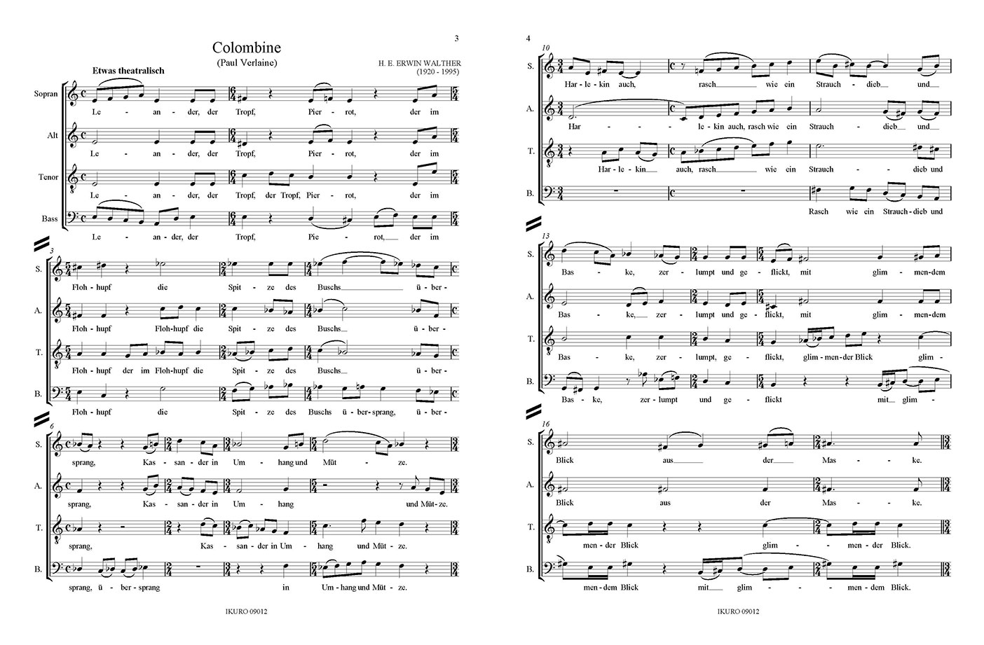 H. E. Erwin Walther: Vier Chöre (ca. 1954) Beispiel 01