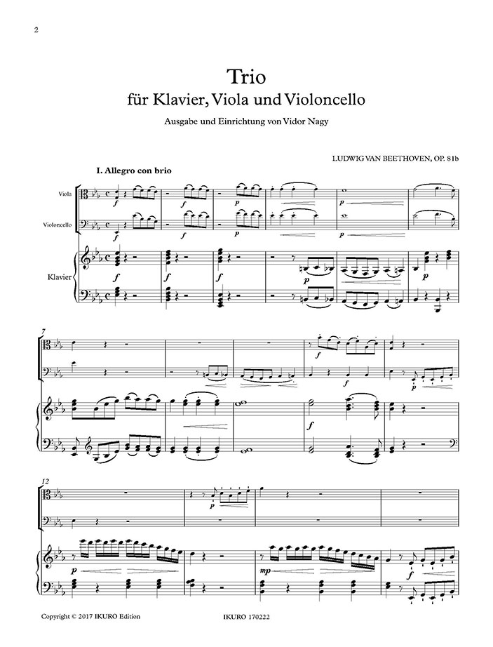 Ludwig v. Beethoven: Trio für Klavier, Viola, Violoncello Op. 81b Beispiel 01