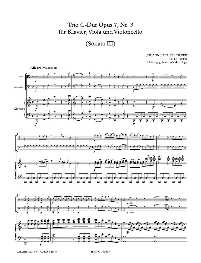 Johann Baptist Holzer: Trio C-Dur für Klavier, Viola und Violoncello Beispiel 01