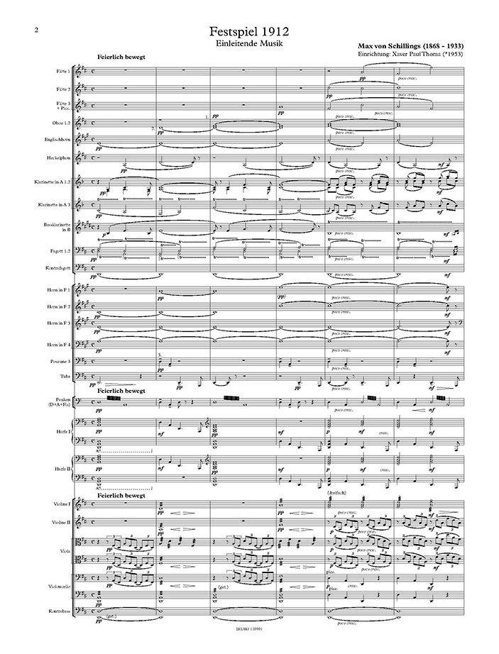 Max von Schillings: Festspiel 1912 - Ouvertüre Partitur Einrichtung Xaver Paul Thoma