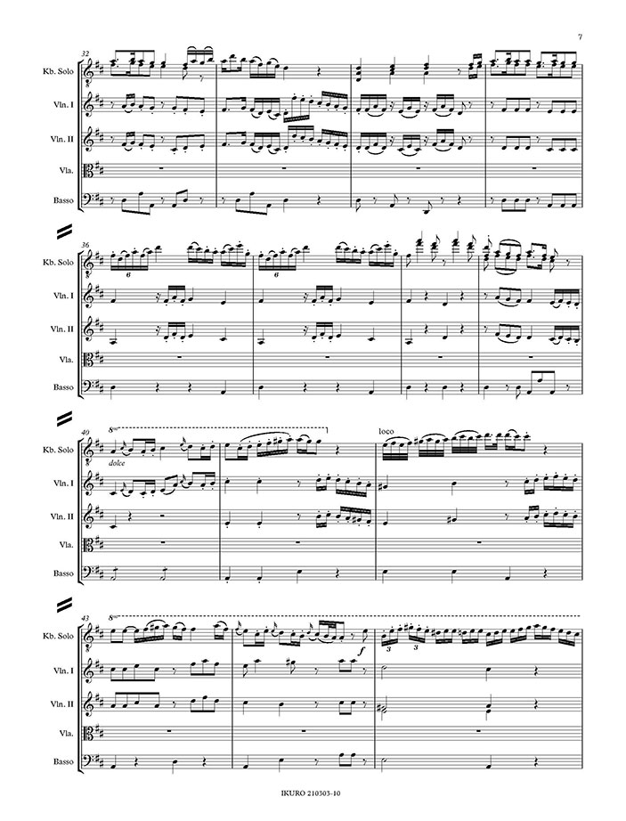 Johannes M. Sperger: Konzert Nr. 8 in D (T8) für Kontrabass und Orchester | Partitur Beispiel 02