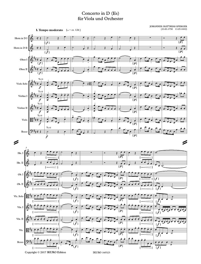 Johannes M. Sperger: Concerto für Viola und Orchester Partitur Beispiel 01