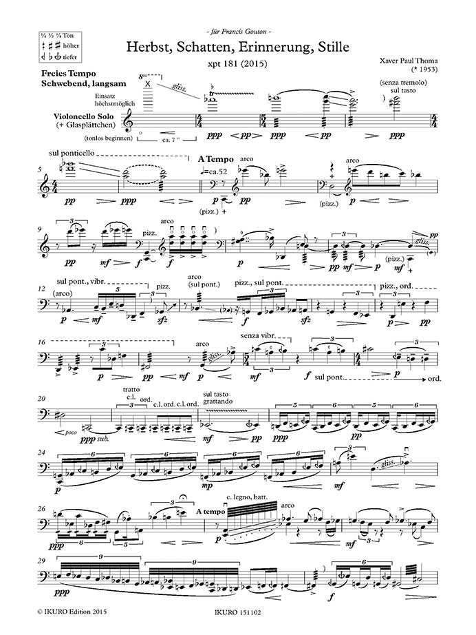 Xaver Paul Thoma: Herbst, Schatten, Erinnerung, Stille für Violoncello Solo Op. 181 (xpt) Beispiel 01
