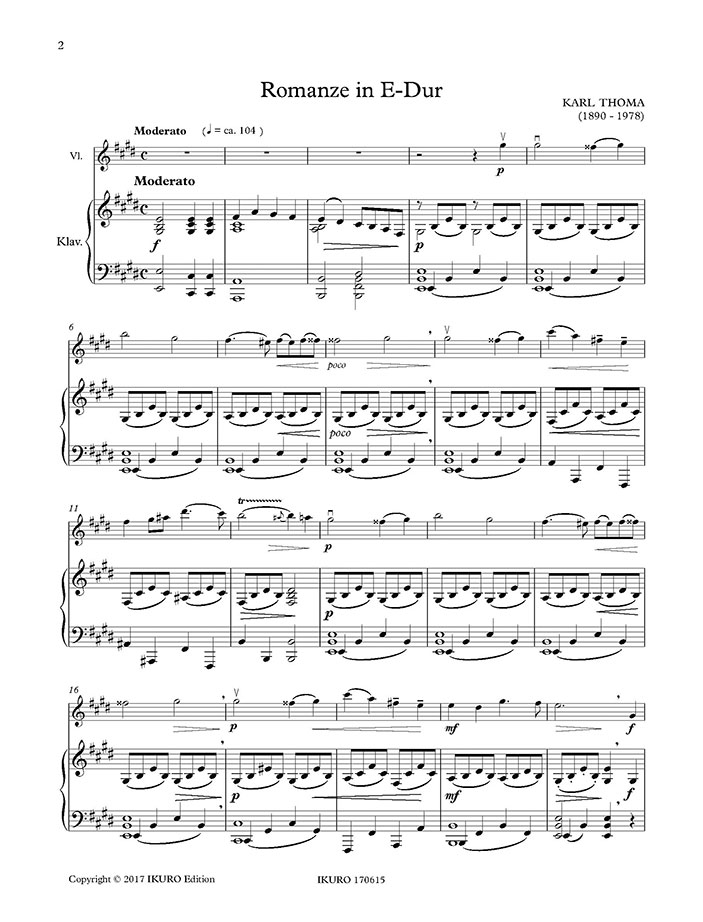 Karl Thoma: Romanze E-Dur für Violine und Klavier (1932) Beispiel 01