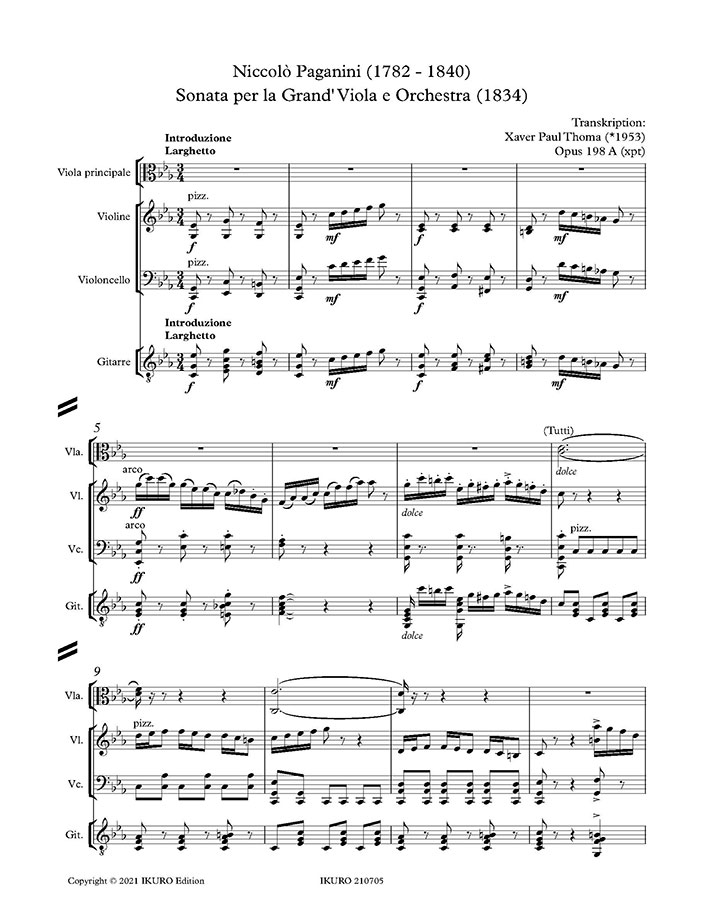 Xaver Paul Thoma: Paganini mit der Bratsche Opus 198 A/B (xpt) Beispiel 01