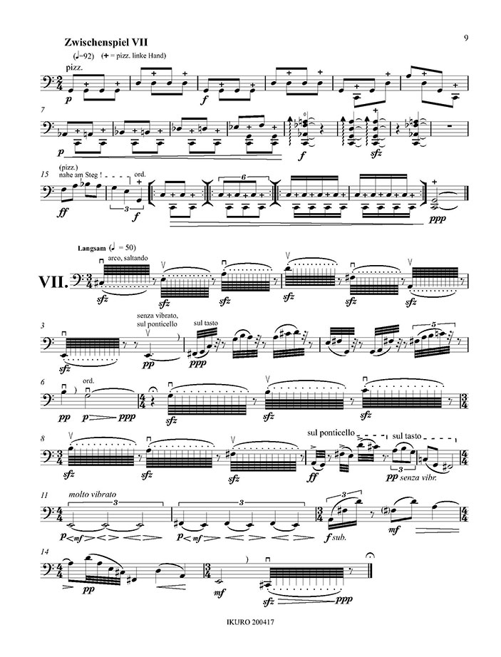 Xaver Paul Thoma: Raunermelodien für Violoncello Solo Opus 192 (xpt) Beispiel 02