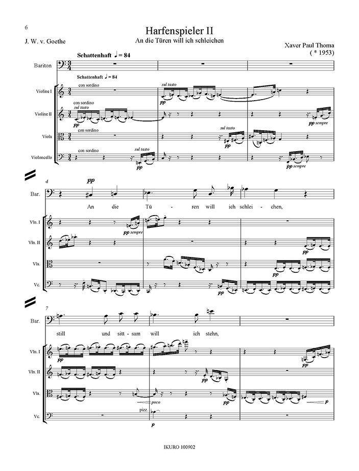 Xaver Paul Thoma: Sieben Gesänge für Bariton und Streichquartett Op. 165 (xpt) Beispiel 02