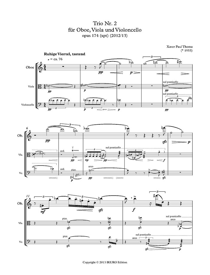 Xaver Paul Thoma: Trio Nr. 2 für Oboe, Viola, Violoncello Opus 174 (xpt) Beispiel 01