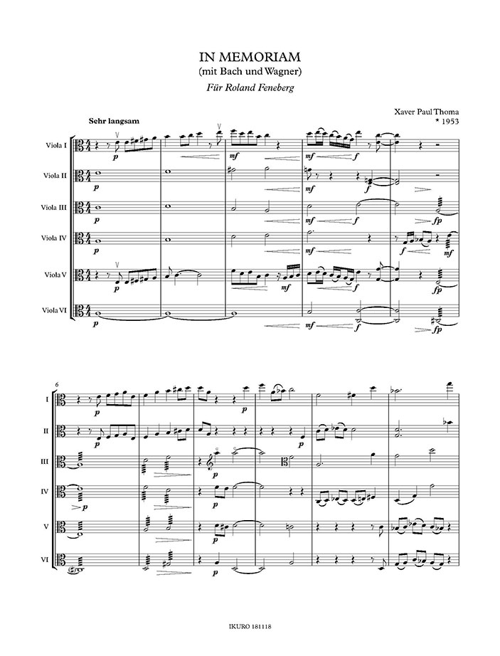 Xaver Paul Thoma: In Memoriam für sechs Bratschen Op. 188 (xpt) Beispiel 01