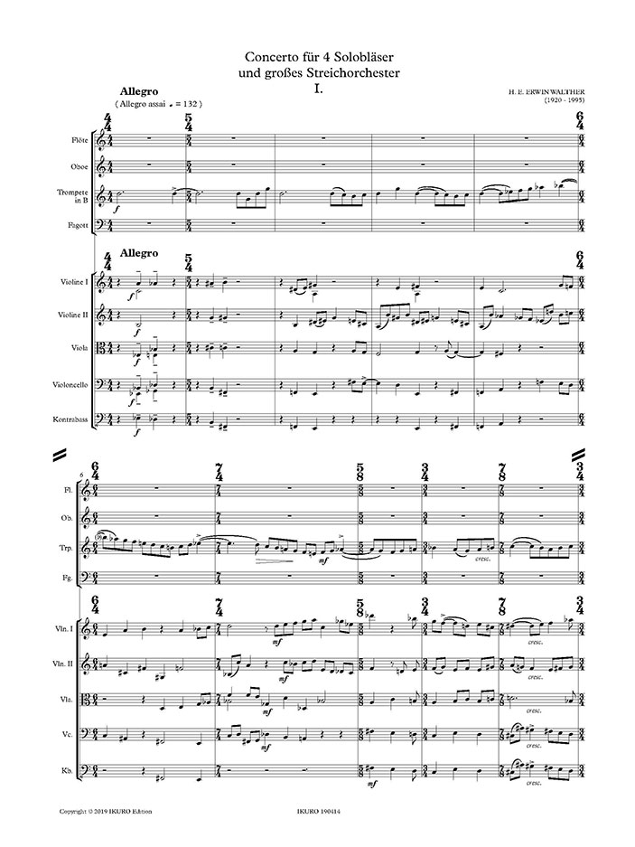 H. E. Erwin Walther: Concerto für 4 Solobläser und Streichorchester Beispiel 01