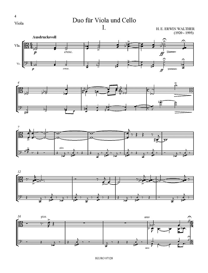 H. E. Erwin Walther Duo für Viola und Violoncello Beispiel 01