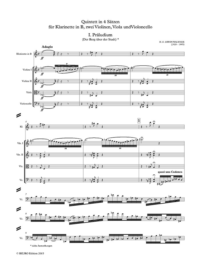 H. E. Erwin Walther: Klarinettenquintett Beispiel 01