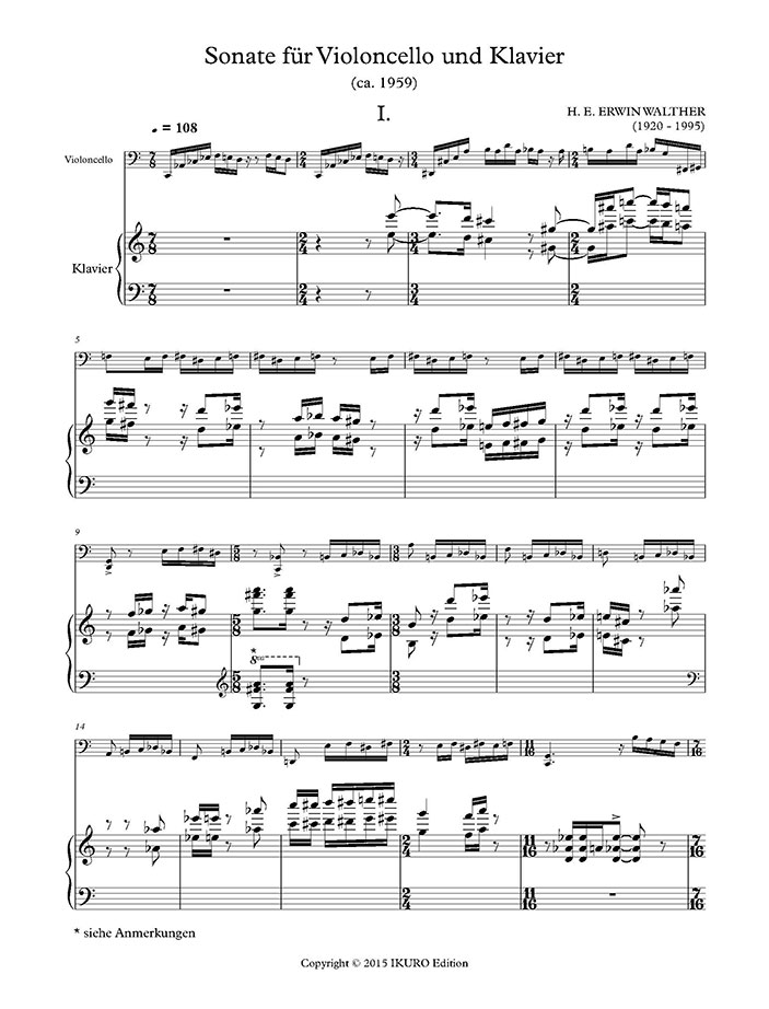 H. E. Erwin Walther: Sonate für Violoncello und Klavier Beispiel 01